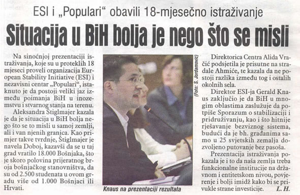 Avaz - 25 February 2008: Situacija u BiH je bolja nego što se misli