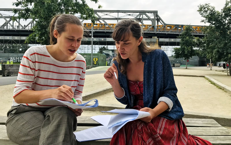 ESI analysts Katharina Schuchmann and Magdalena Milenkovska working on the Rule of law in Poland (Berlin, July 2021)