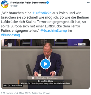 German leaders – Boris Pistorius (SPD) and Joachim Stamp (FDP) endorsing airlift 
