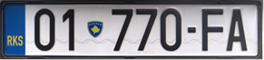 License plate: RKS (Republic of Kosovo)