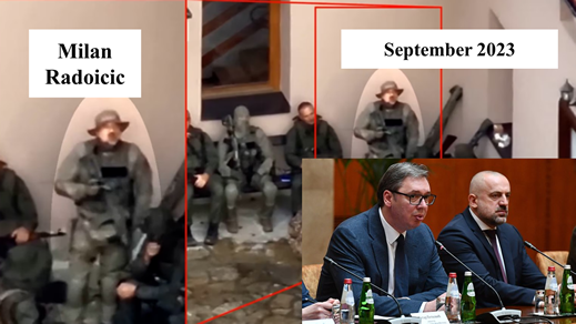 Leader of Serb paramilitaries on 24 September 2023 in Kosovo and with 
Serbian president Aleksandar Vucic